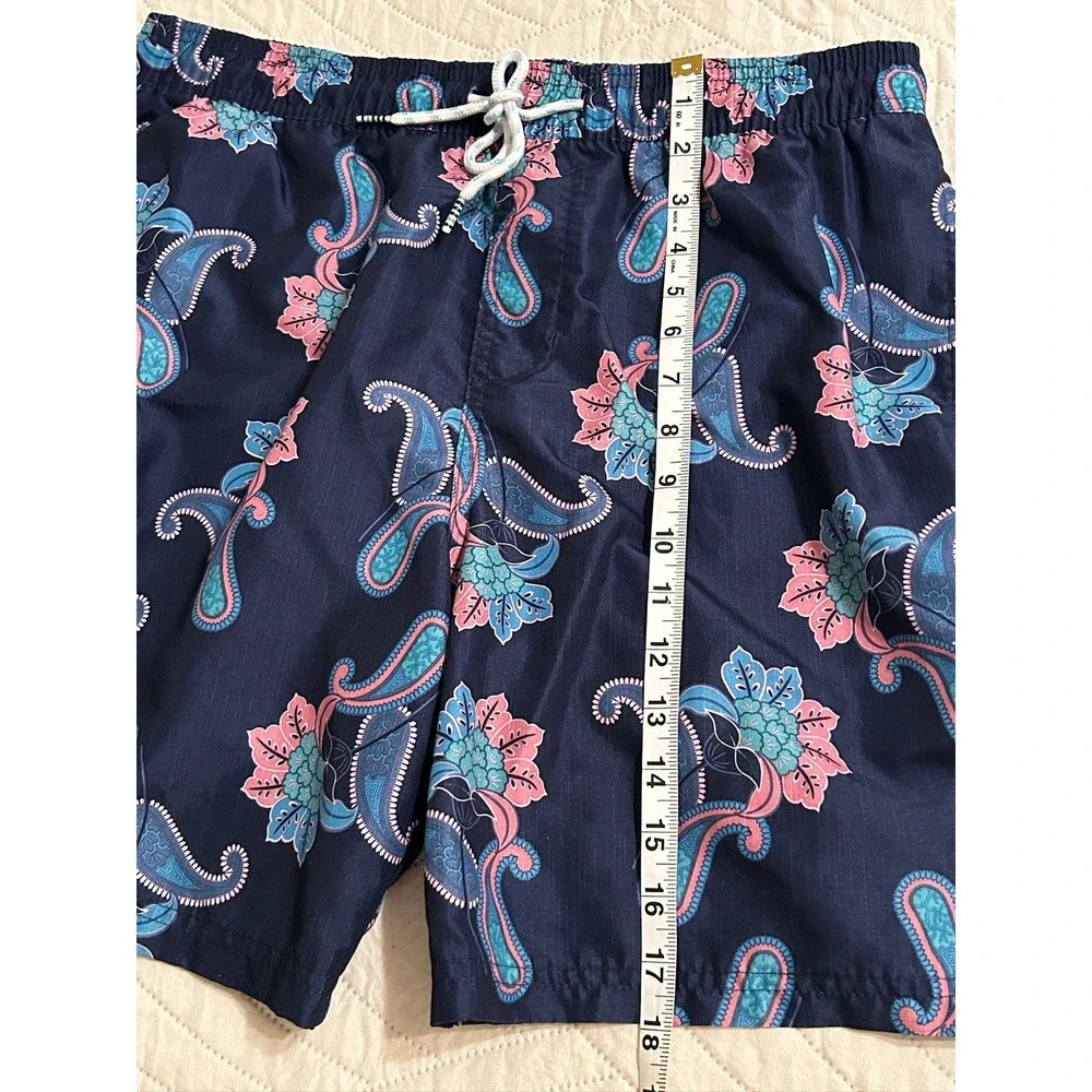 Original Use Mens Floral Paisley Swim Trunks‎ Navy Blue Pink Teal Size Medium